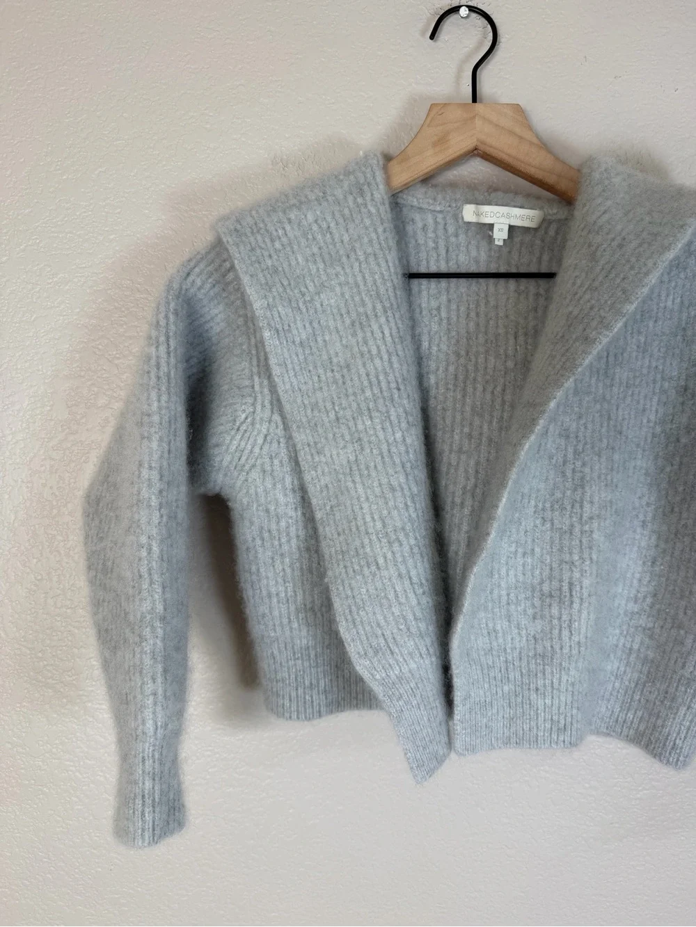 NakedCashmere 100% Cashmere Montauk Fisherman Hooded Cardigan Gray XS $475